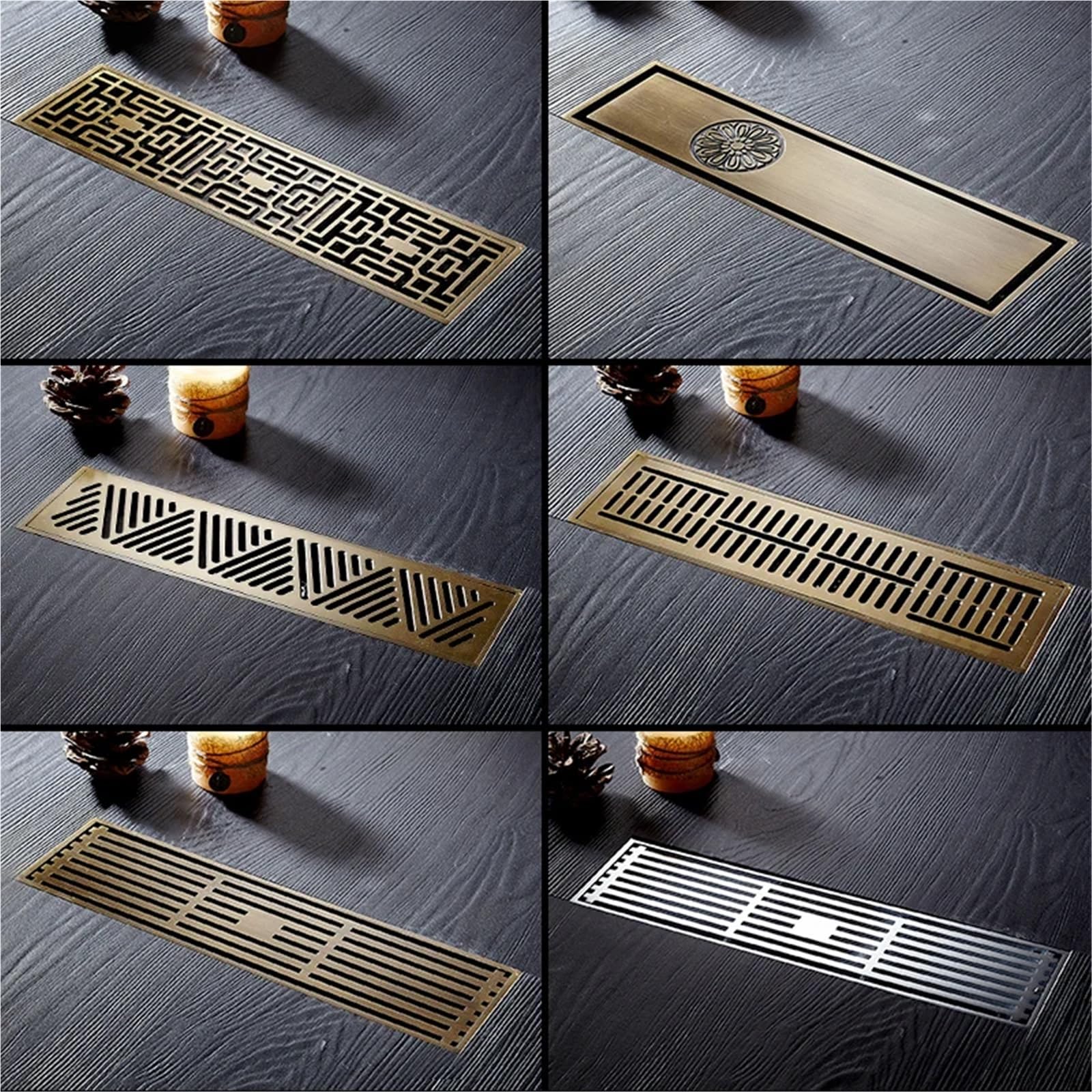 Sumidero Ducha Desagüe de Suelo latón Antiguo con Tapa Tallada artística, desagüe Ducha, Accesorios baño, colador(Style C-8cm Deep)
