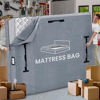 Mattress Bags for Moving and Storage, BETU Waterproof Mattress Protector Full XL Mattress Cover with 8 Heavy Duty Handles and Zipper Extra Thick Moving Supplies for Bed Reusable (82x57x13.5 Grey)