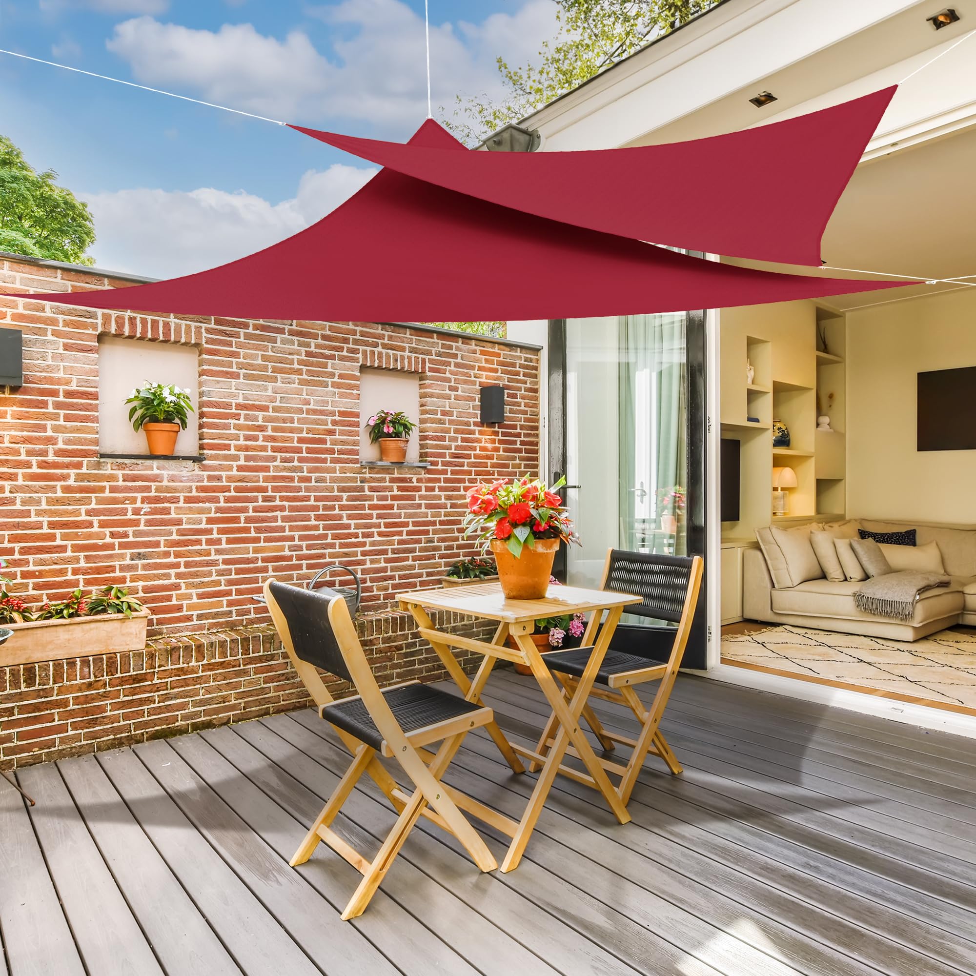 jarolift Sonnensegel Dreieck Gleichschenklig, Wasserabweisend, Sonnenschutz Sichtschutz für Terrasse Garten Balkon, Polyestergewebe 300 x 300 x 300 cm, Weinrot