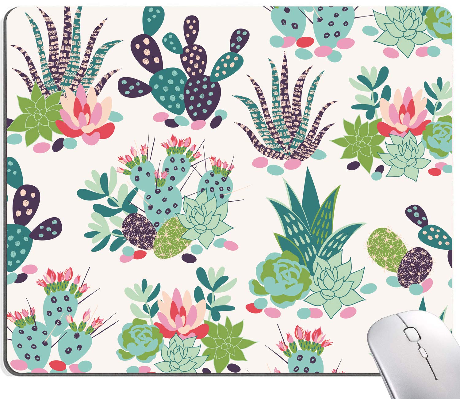 Mouse Pad, Cute Mouse Pad, Cactu Mouse Pad, Meaty Plant Mouse Mat, Art Design Square Waterproof Mouse Pad Non-Slip Rubber Base MousePads for Office Home Laptop Travel, 9.5"x7.9"x0.12" Inch