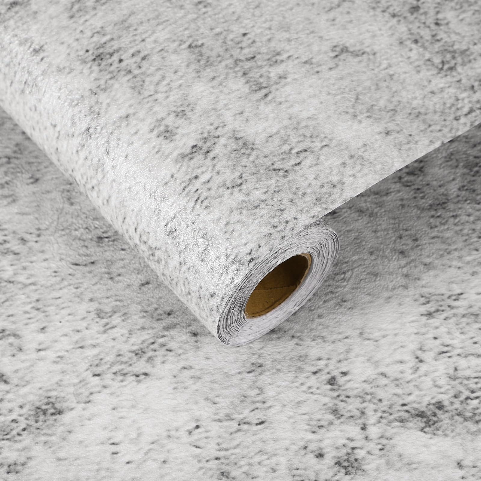 sourcing map 5m x 60cm Concrete Wallpaper, Industrial Concrete Cement Contact Paper Vinyl Stained Matte Spot Textured Adhesive Wallpaper for Kitchen Countertop Cabinet Bathroom, Grey White