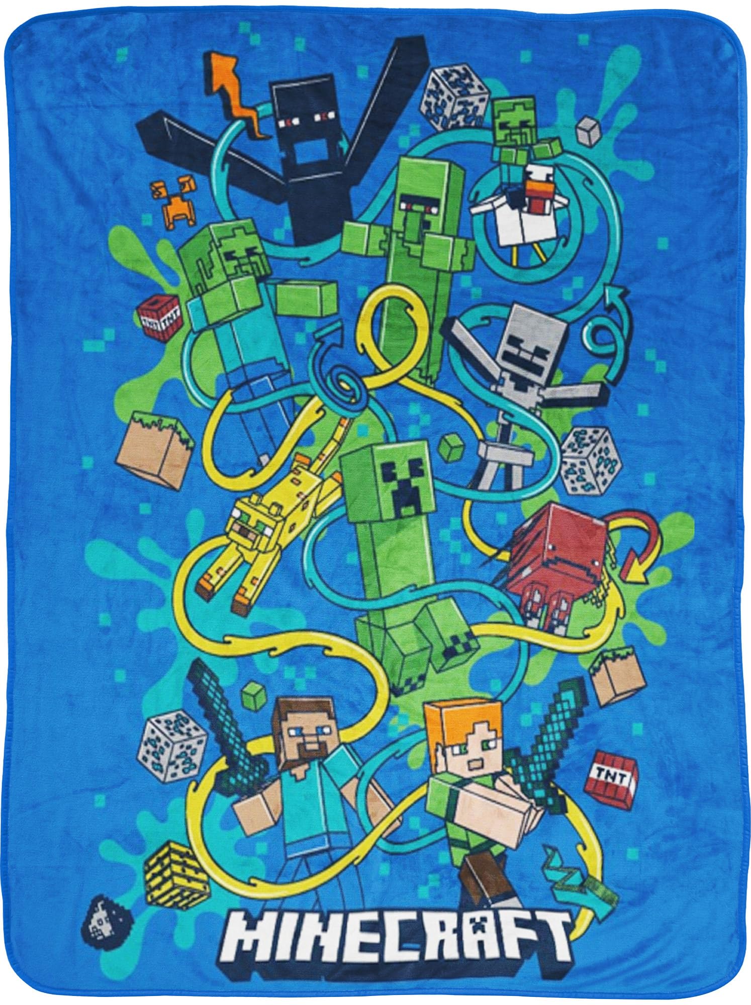 Couverture flanelle polaire Minecraft Slurp 150 x 200 cm moelleuse pour lit adulte et enfant
