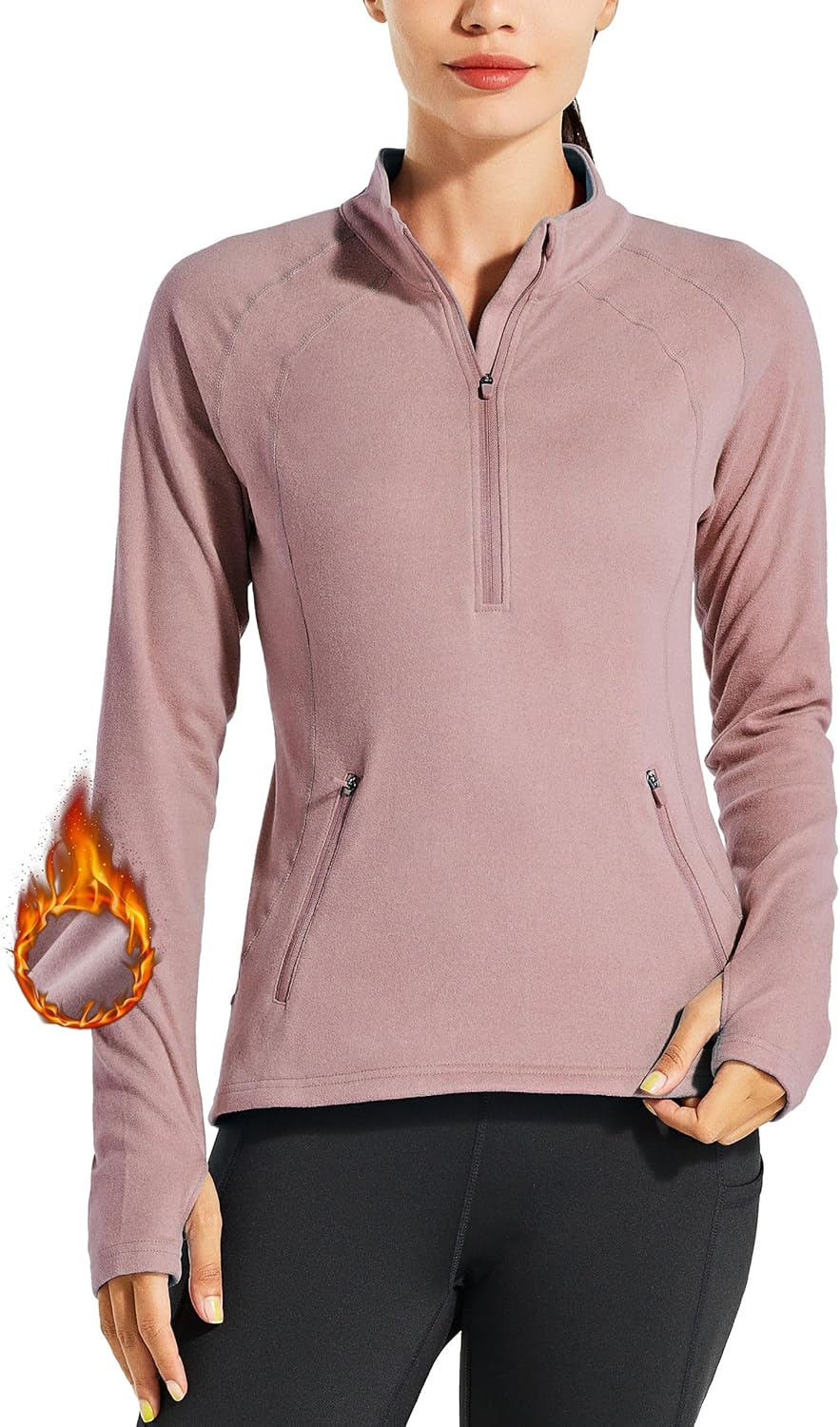 Willit Women's Fleece Running Jacket Pullover Thermal Equestrian Shirt Golf Shirt Long Sleeve Half Zip Exercise Winter Gear