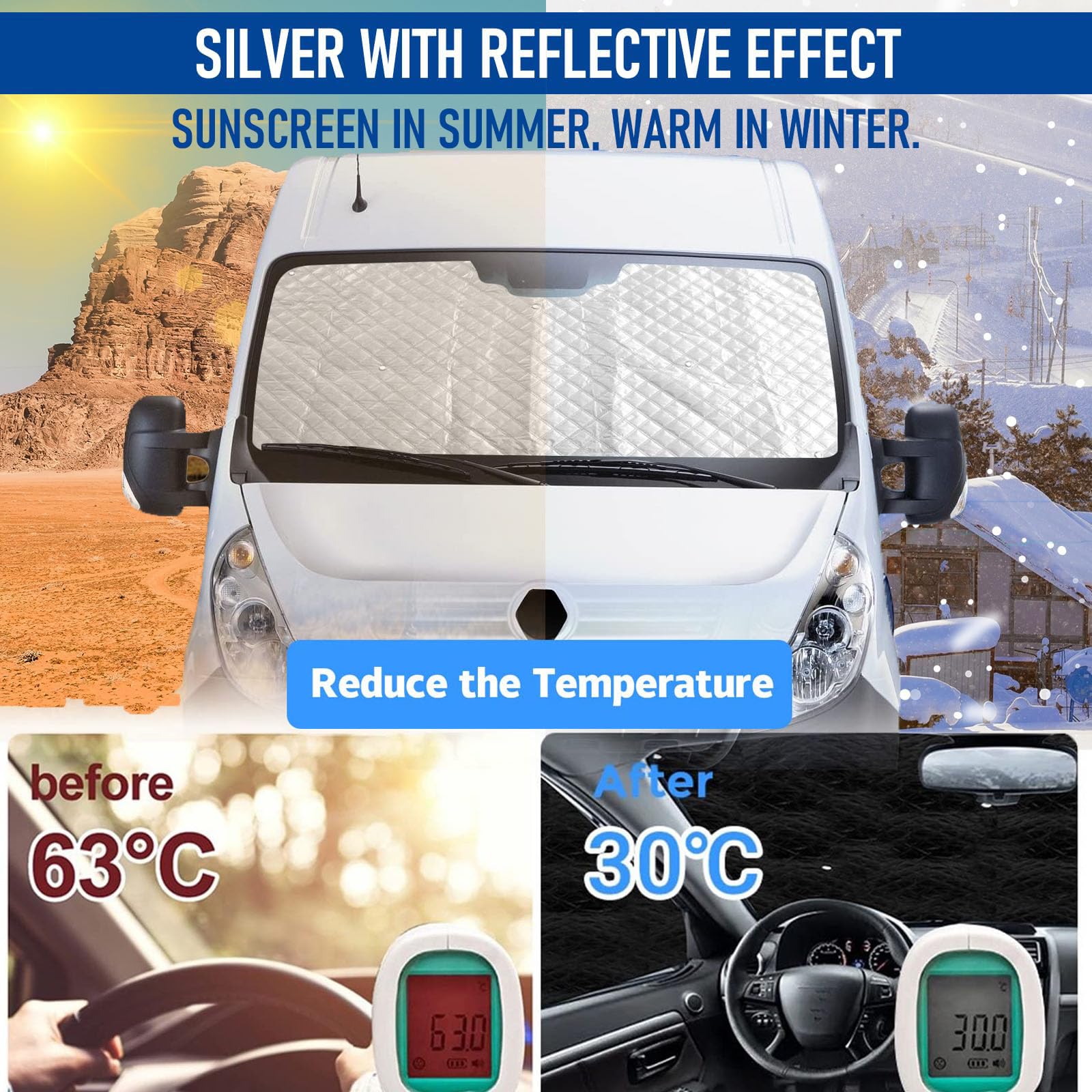 Tapis thermique de rechange pour cabine conducteur pour Renault Trafic 2001-2014, pare-soleil intérieur de luxe pour Opel Vivaro 2001-2014, protection solaire pour pare-brise