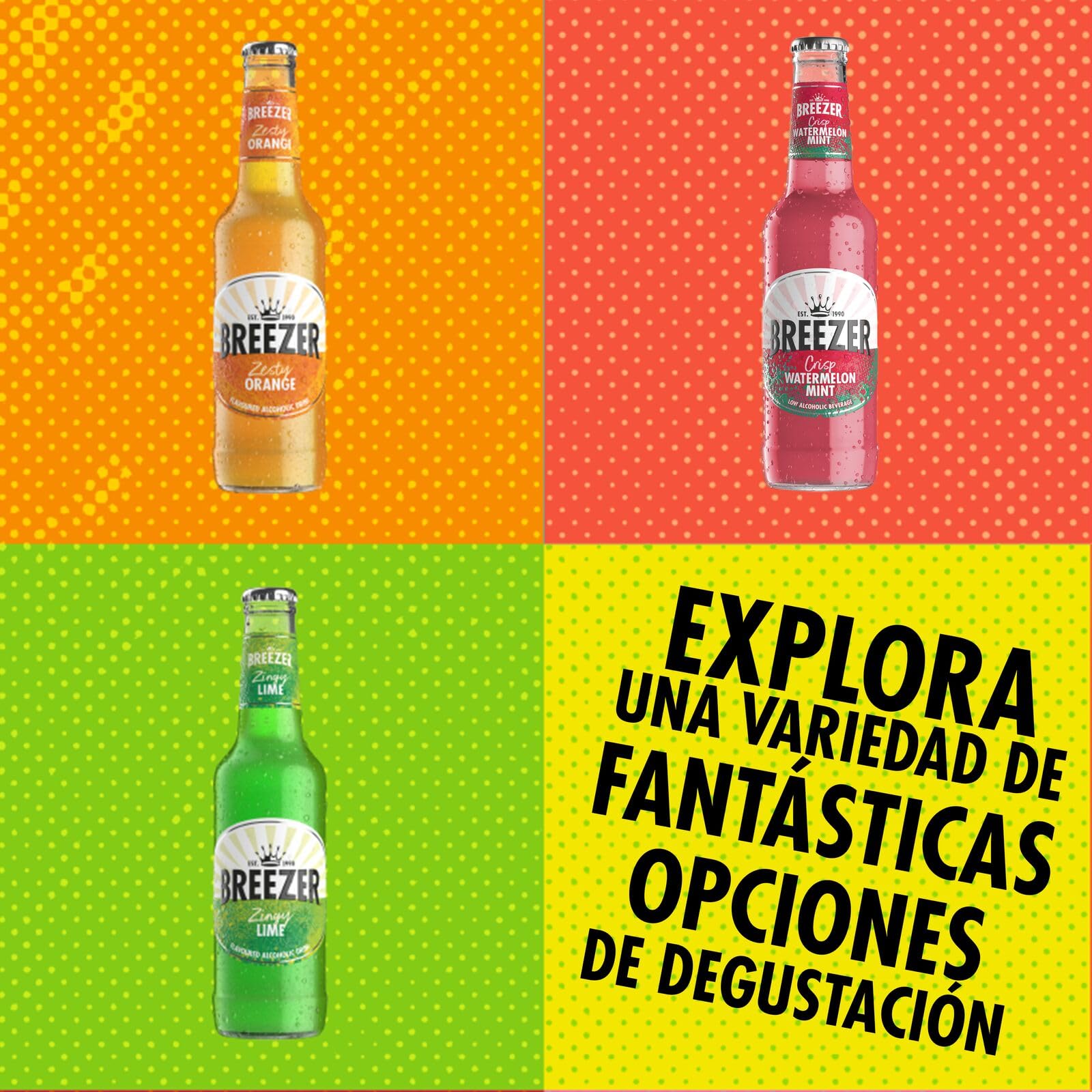 BREEZER Zingy Bebidas Alcohólicas Sabor Lima, 4% ABV, 24 x 27.5cl / 275ml, Bebidas alcohólicas saborizadas, Listas para Tomar