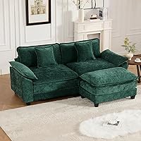 Vista 149 de Sofás seccionales grandes de 115.34" para sala de estar, sofá de pana color camel de asiento profundo de 3 plazas en forma de L, sofá seccional