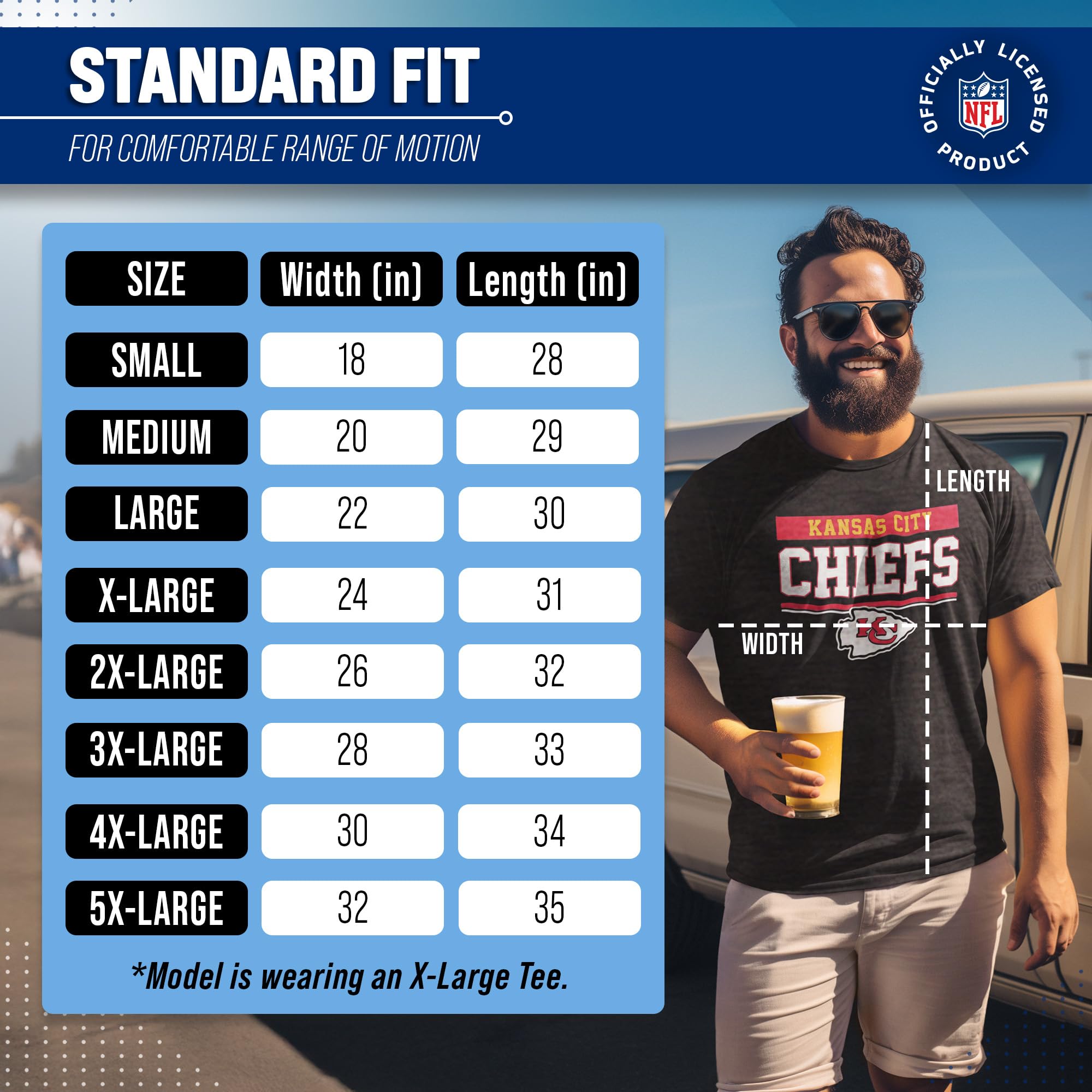 Team Fan Apparel NFL koszulka bez metki dla dorosłych - mieszanka bawełny - węgiel drzewny - idealny na dzień gry - komfort i styl
