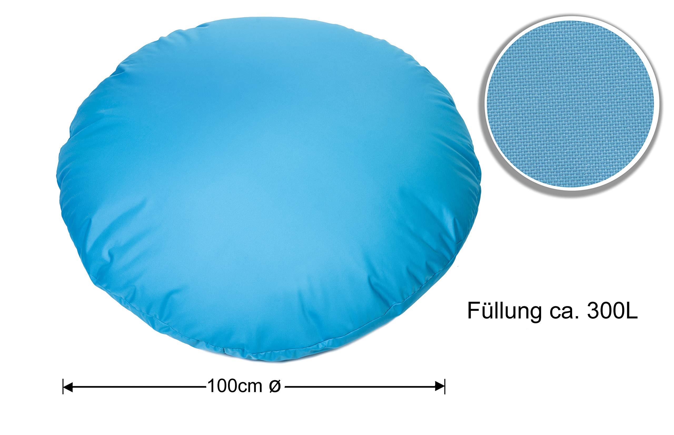 sunnypillow XL Sitzsack mit Styropor Füllung 100 cm Durchmesser 2-in-1 Funktionen zum Sitzen und Liegen Outdoor & Indoor für Kinder & Erwachsene viele Farben und Größen zur Auswahl Blau