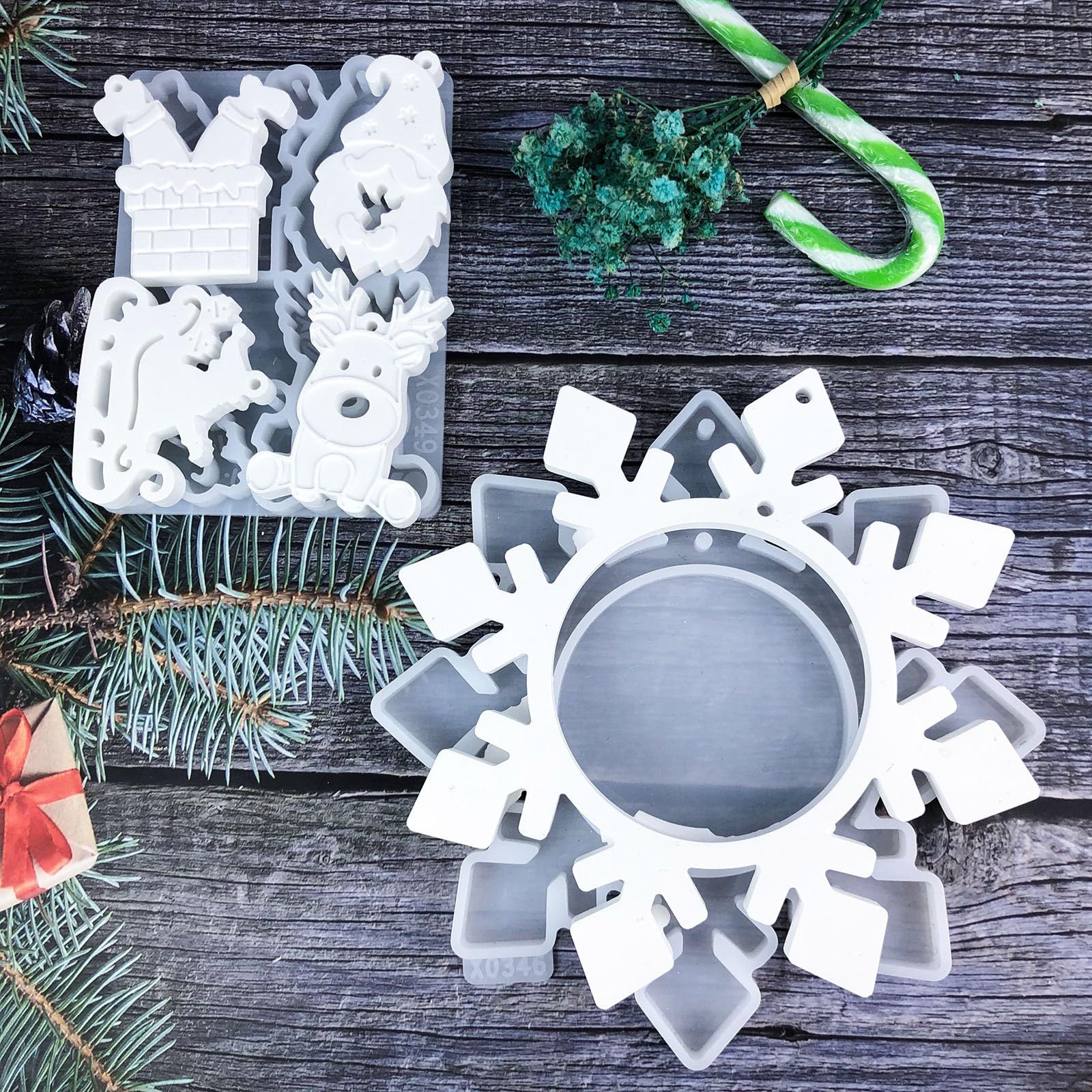 2 pz/set albero di Natale appeso ornamento resina epossidica silicone fiocco di neve ciondolo stampo gioielli fatti a mano strumento