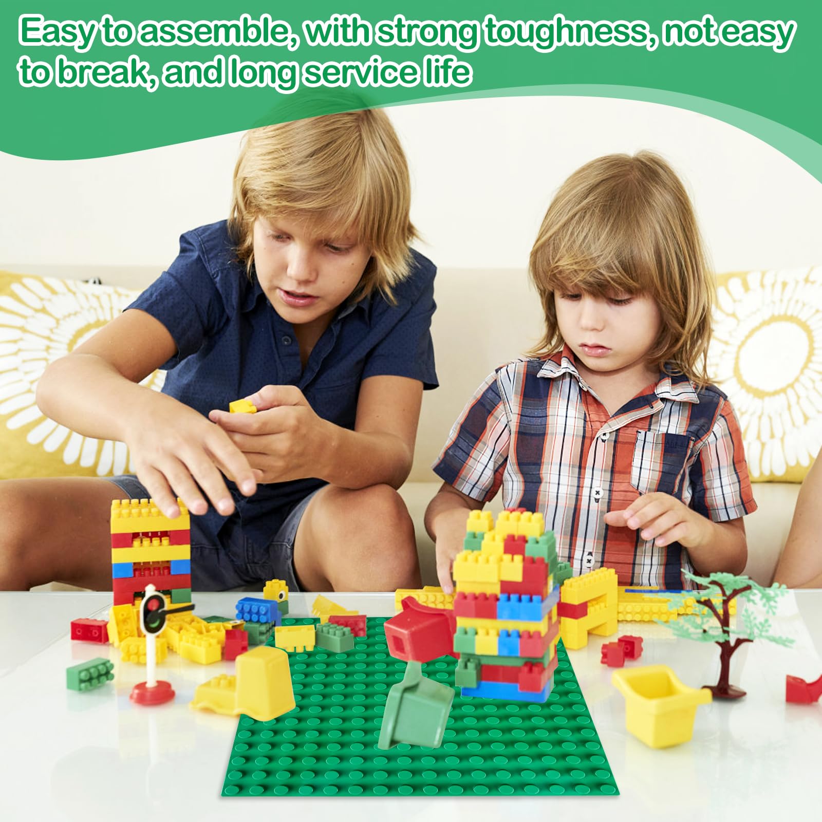 Lot de 2 plaque de construction compatible avec lego Duplo - 25 x 25 cm - Jeu créatif - Vert