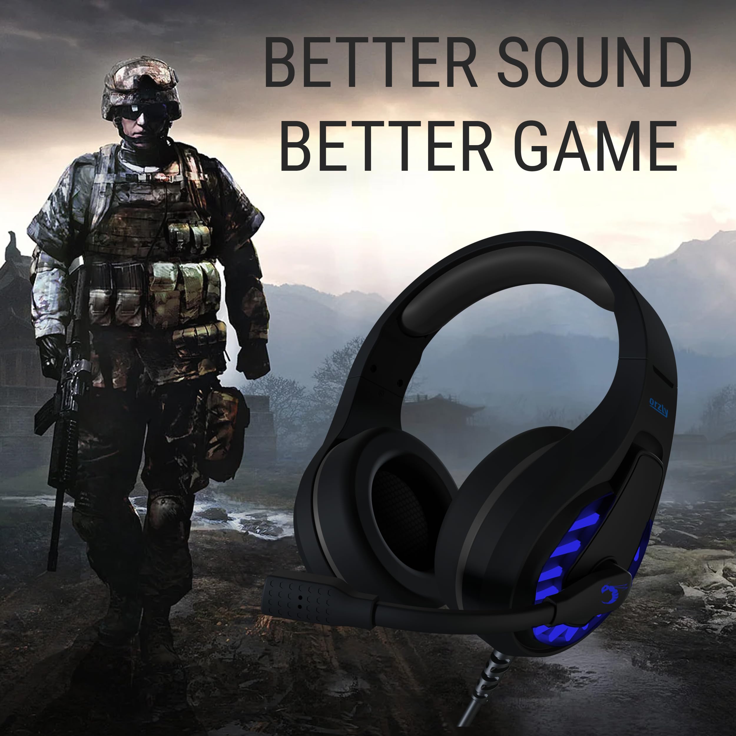 Orzly Gaming Headset for PC and Gaming Consoles compatible with PS5, PS4, XBOX SERIES X | S, XBOX ONE & Steam Deck with noise cancelling mic - RXH-30 Abyss Edition GIFT BOX Edition — view 5