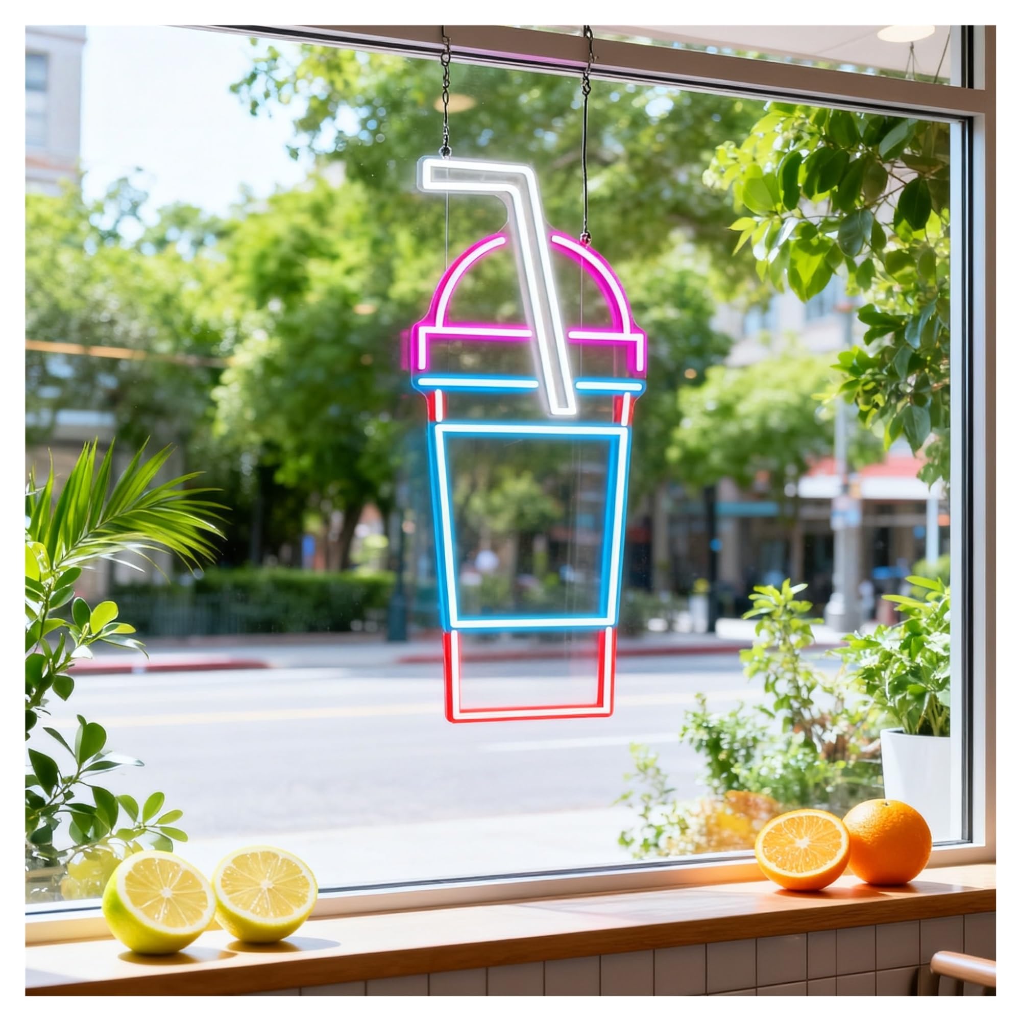 Luces de neón Letrero De Neón Vaso Jugo, Adecuado Para Decoración Tiendas Bebidas Con Brillo Ajustable 50cm