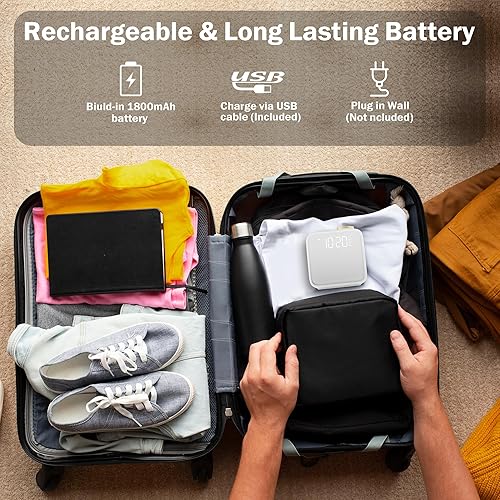 Miniatura 6 de Jaeounr Reloj despertador Sunrise para dormitorios, reloj digital con máquina de sonido, luz nocturna, batería recargable de 1800 mAh, reloj