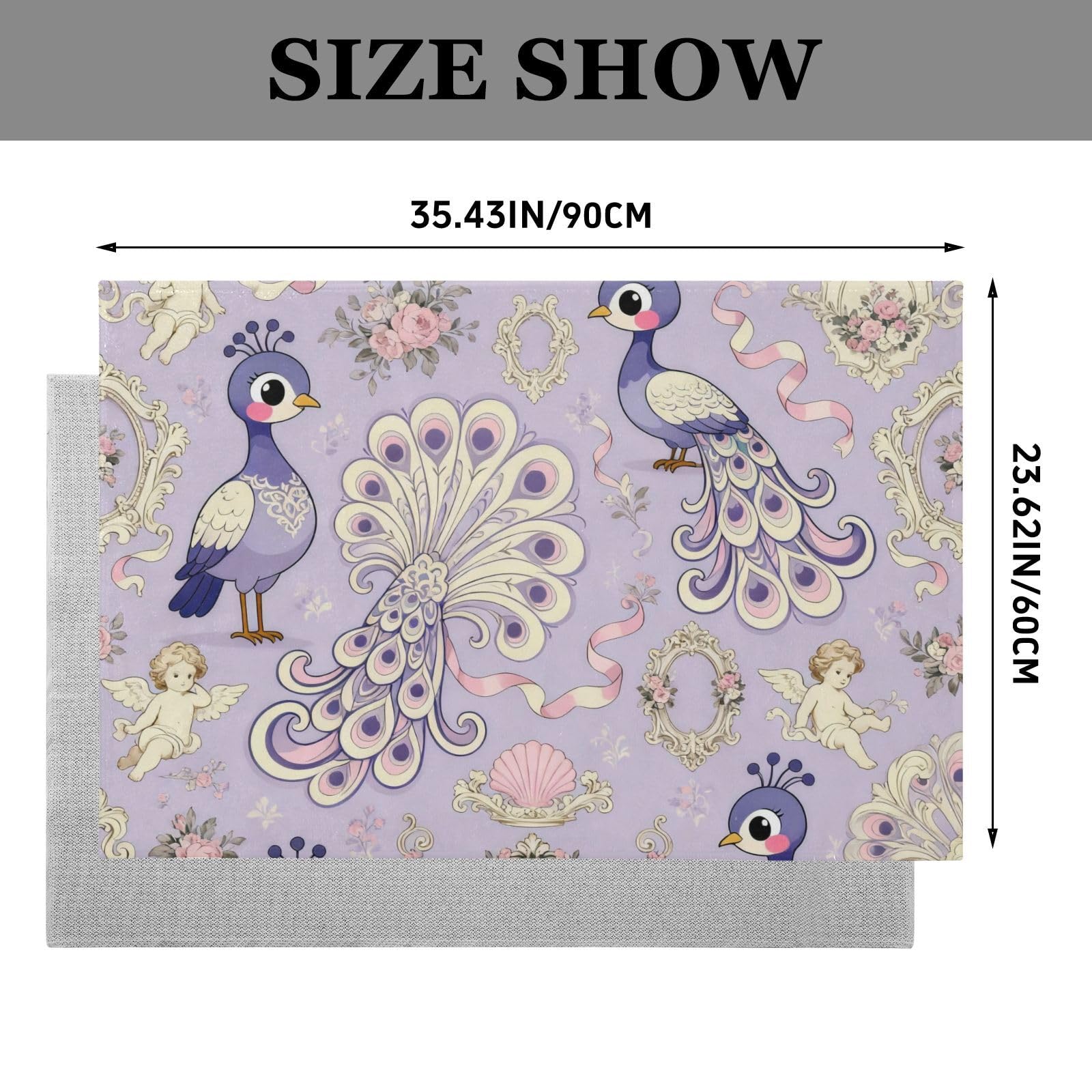 GuoChe Dywaniki 61 x 91 cm, zmywalne, antypoślizgowe, do wnętrz, do salonu, sypialni, jadalni, pawia i kwiatów