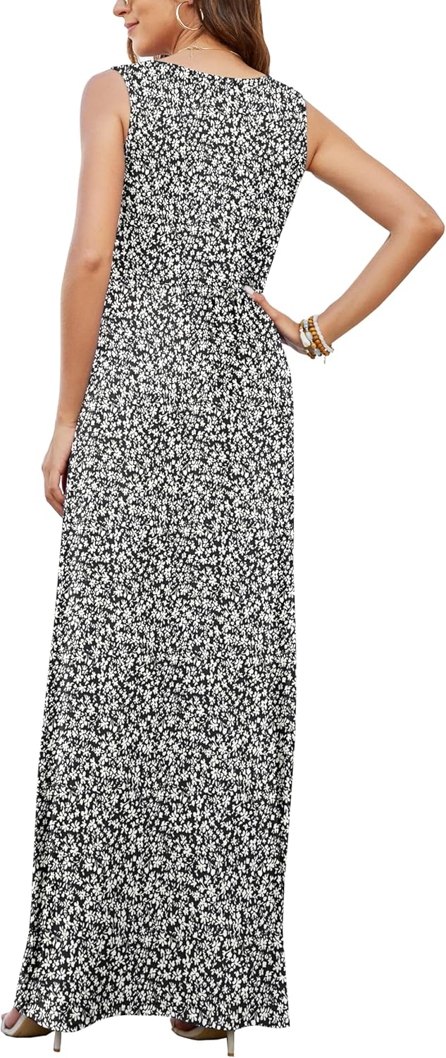 AUSELILY Women's Sleeveless Formal Dress Deep V Neck Loose Plain Cocktail Long Maxi Dresses with Pockets 2026 New - Image 3