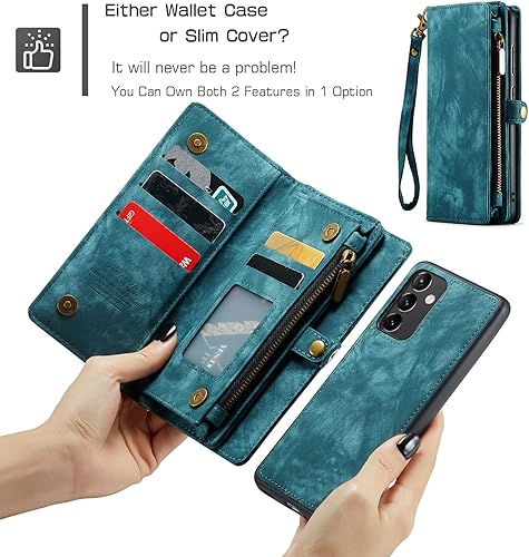 Miniatura 3 de Asuwish Funda de teléfono para Samsung Galaxy A54 5G con cremallera, funda desmontable con protector de pantalla de vidrio templado y tarjetero de