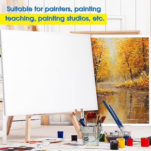 Miniatura 7 de Sherr 6 lienzos de algodón en blanco de 24 x 36 pulgadas para pintar lienzos estirados para pintura al óleo acrílicos