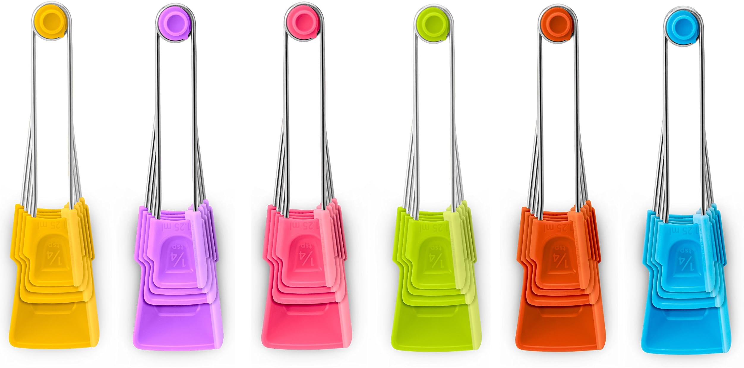 Dreamfarm - Levoons Self-Leveling Measuring Spoons Set for Kitchen and Baking, Set of 4, Assorted Colors