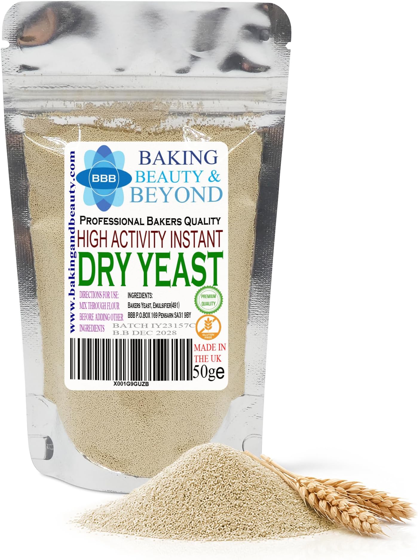 Instant Dry Yeast for Bread and Pizza 50g, Household Active Dry Instant Yeast for Bread Making, Fast Action for Baking At Home and Bread Machine