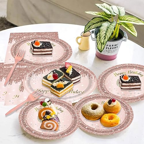 Miniatura 6 de Juego de 24 platos y servilletas, tenedores, suministros de fiesta para cumpleaños de 16 años, regalos desechables para fiesta de cumpleaños de 16