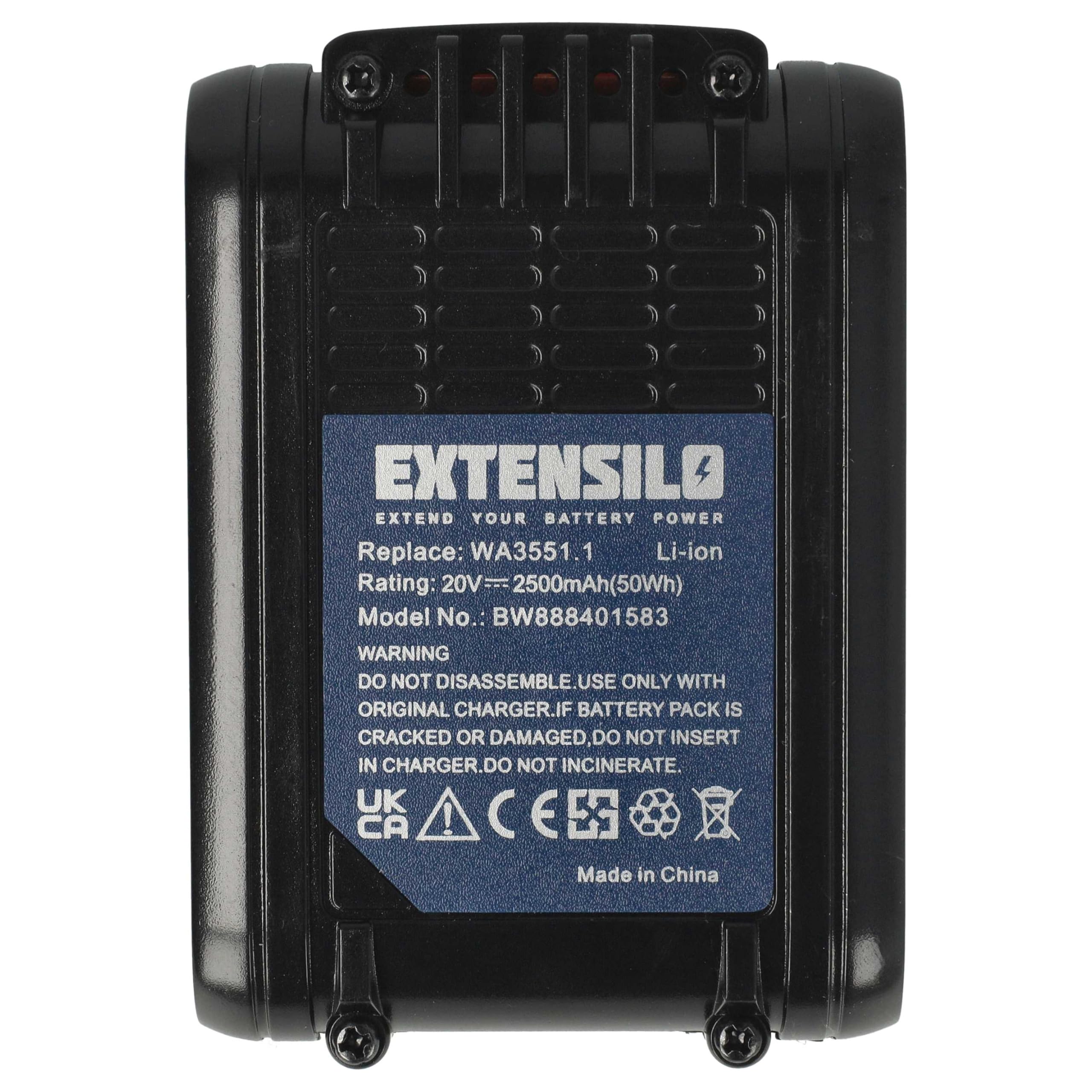 2 x bateria kompatybilna z elektronarzędzi Worx WX368, WX372, WX292, WX368.1, WX371, WX371.2, WX292.9, WX292E (2500 mAh, Li-Ion, 20 V)
