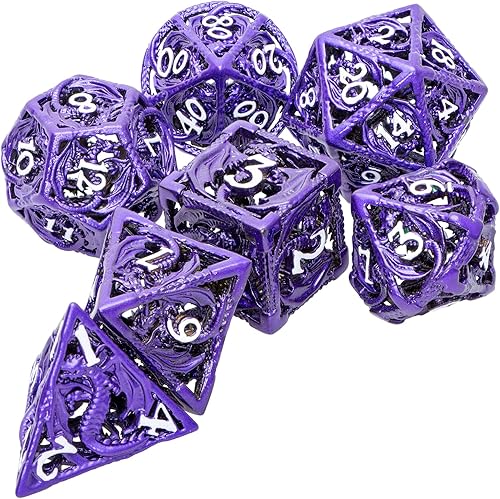 ARUOHHA Dungeons and Dragons - Juego de dados de metal DND para juegos de rol, dados poliédricos grandes huecos para juegos de mesa MTG Pathfinder,