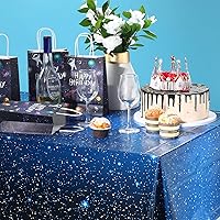 Vista 3 de 1 mantel espacial de noche estrellada, decoración de mesa de galaxia de plástico, suministros de fiesta temática de estrellas espaciales