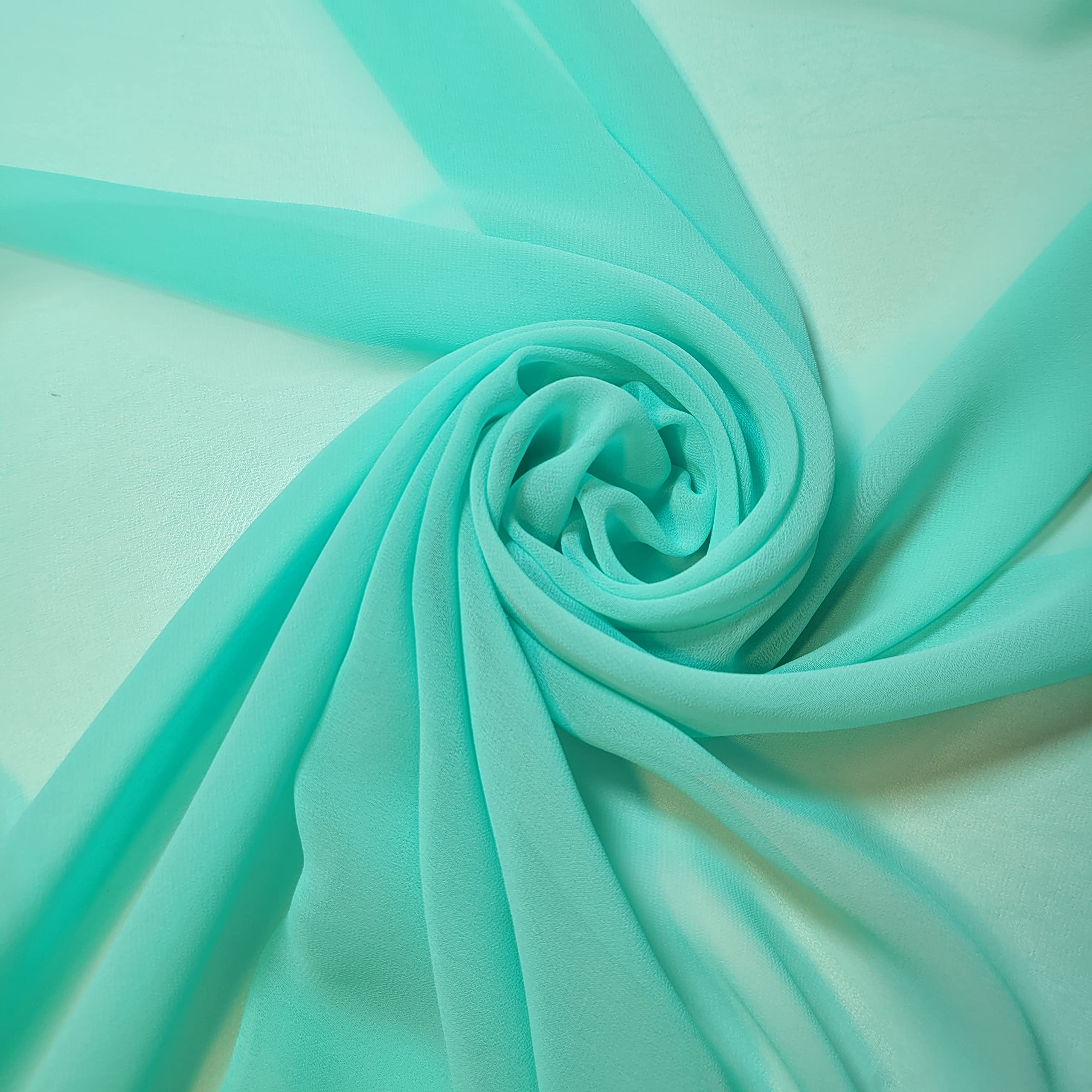 Chiffon Sheer Fabric Plain Soft Polyester Wedding Arch Dress Craft Material 44" (10 Meter, Aqua (82))