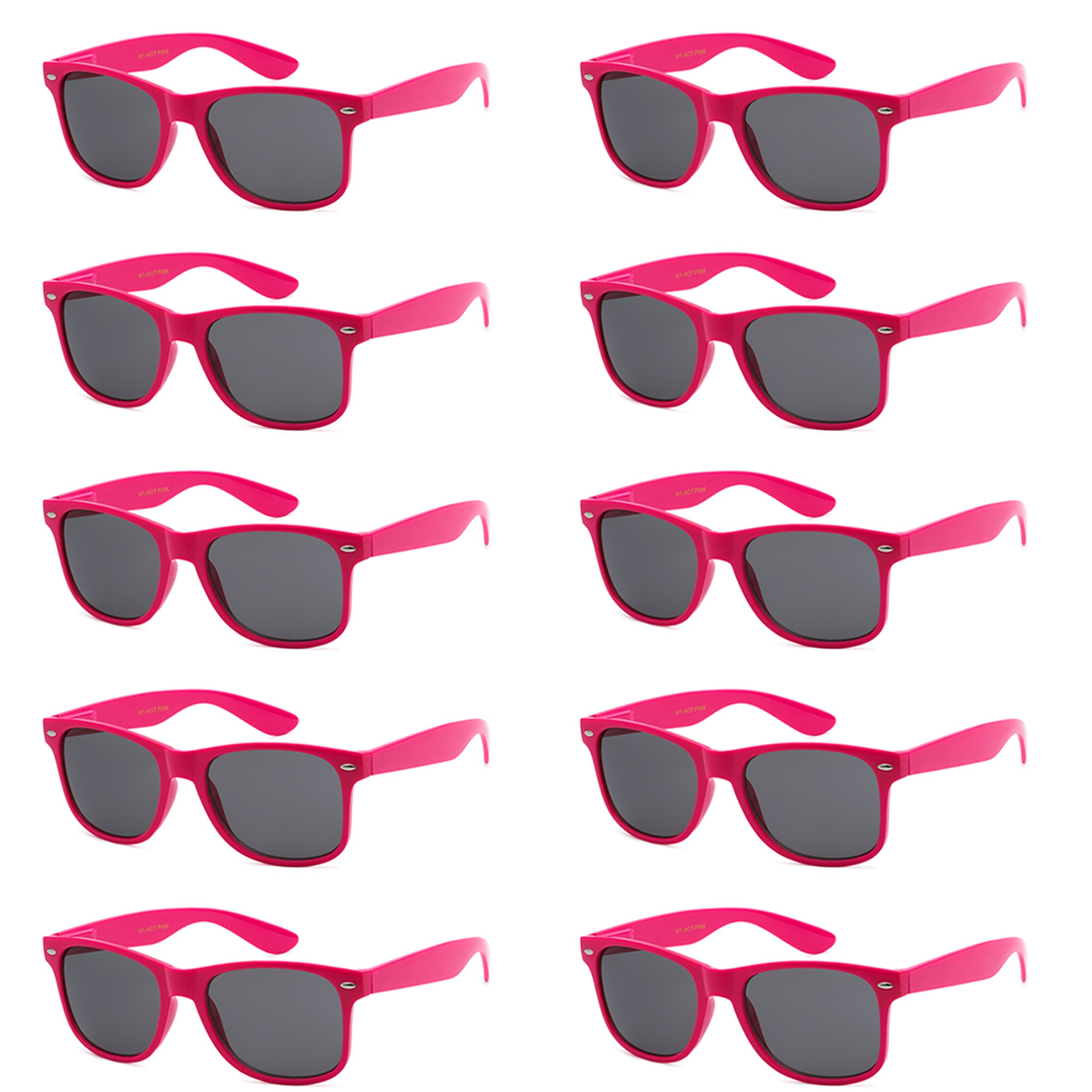 WHOLESALE UNISEX 80'S STYLE RETRO BULK LOT SUNGLASSES (Hot Pink, Smoke)