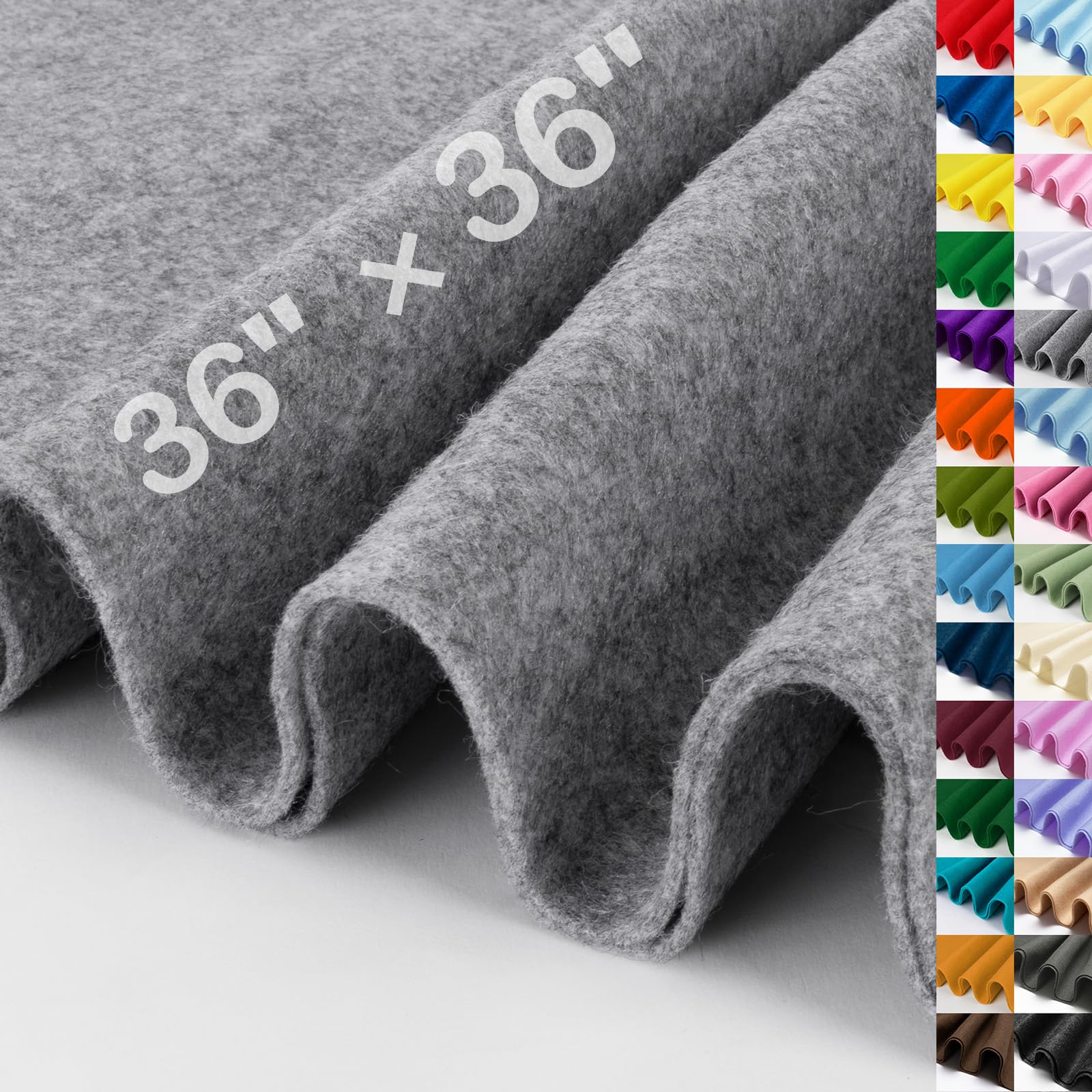 XSEINO Gray Large Felt Fabric 36" X 36 "(1 Square Yard), 1.4 mm Thick Soft Felt Fabric Sheet for Crafts, Gray Series Colors Soft Nonwoven Fabric, Fit for Decoration, Sewing, DIY Crafts