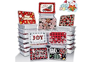 40 Pack Small Christmas Tin Foil Containers with Lids for Holiday Gift Giving