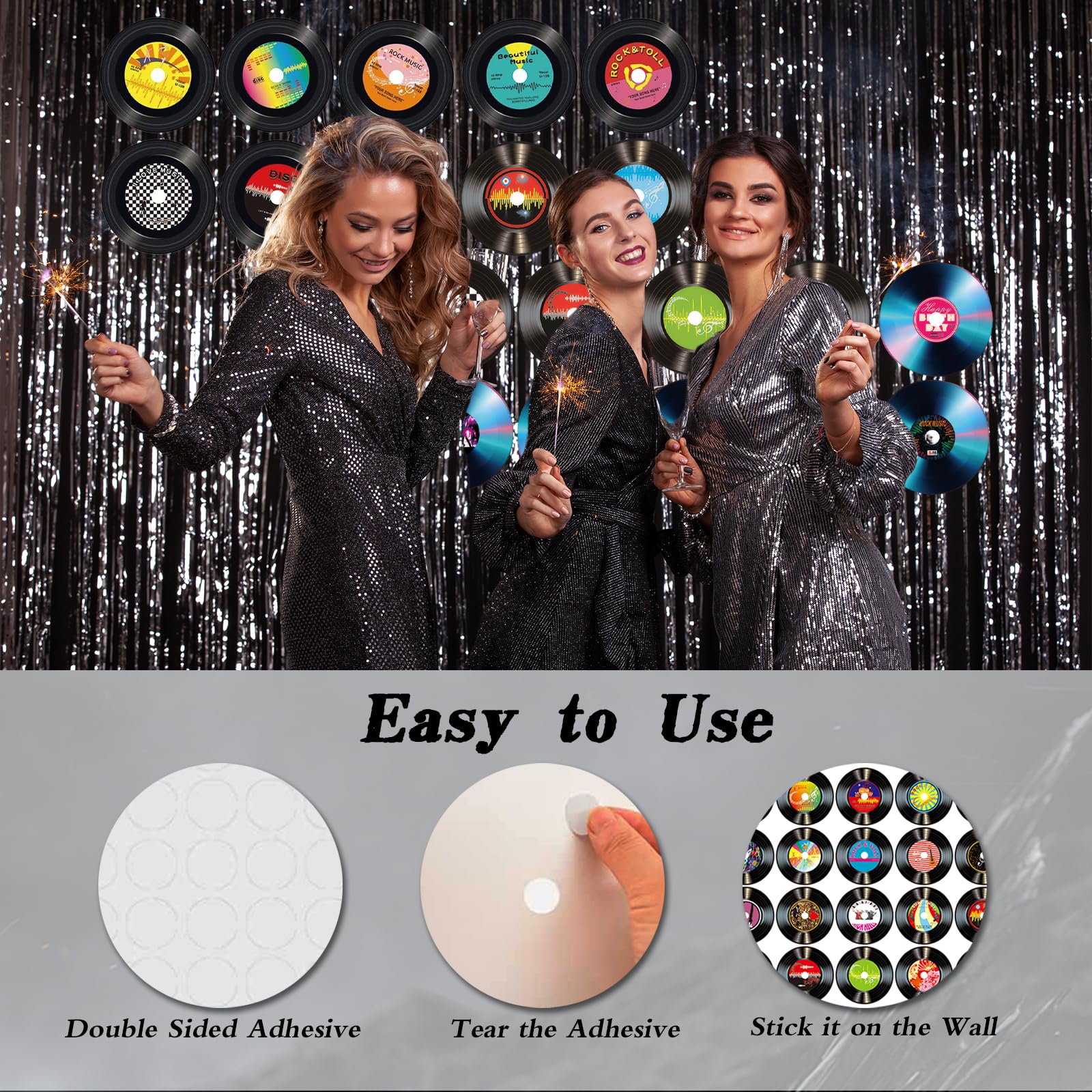 Disco de Vinilo Decorativo – Adornos Musicales Retro en Vinilo–Conjunto de 20 Discos Decorativos para Vinilo Música–Discos de Vinilo Brillante de Decorado y Disco para la Decoración de Pared