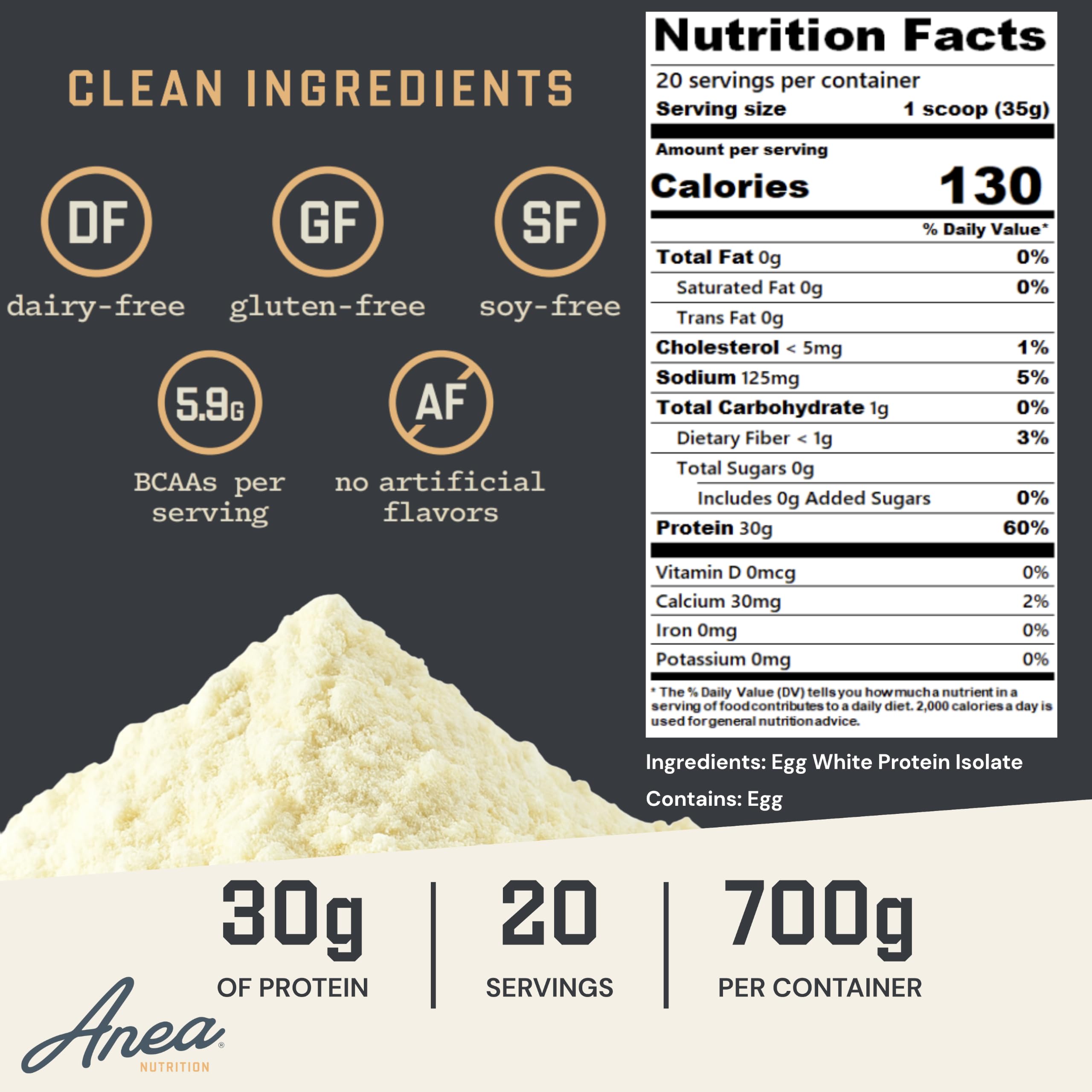 Anea Isolate Protein Powder, Egg White, Isolate, Unflavored, 20 Servings — Amazon image 4