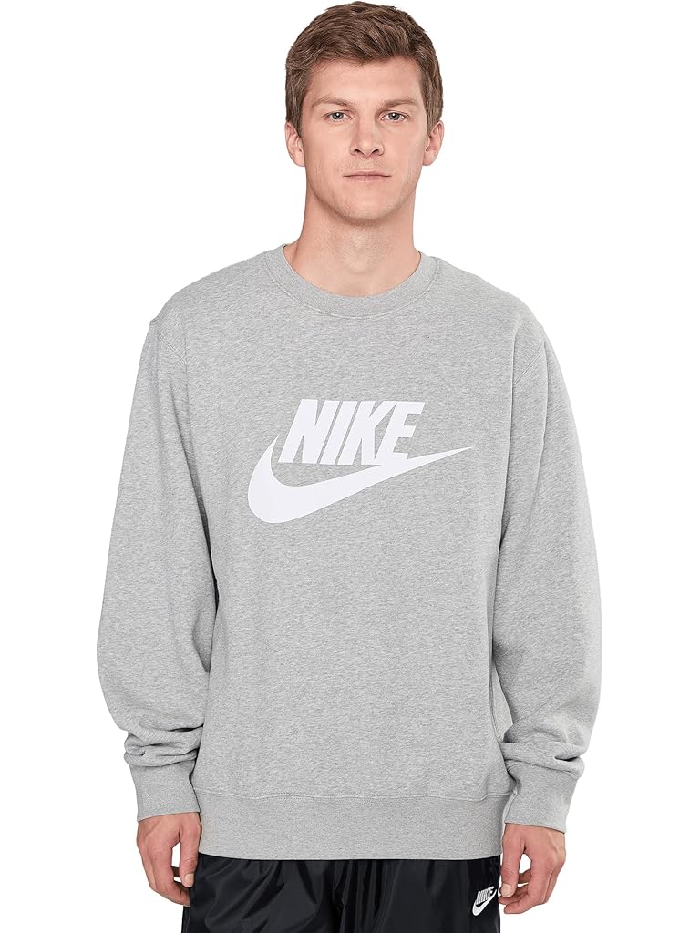 Gray Nike Club Brushed Fleece Crew