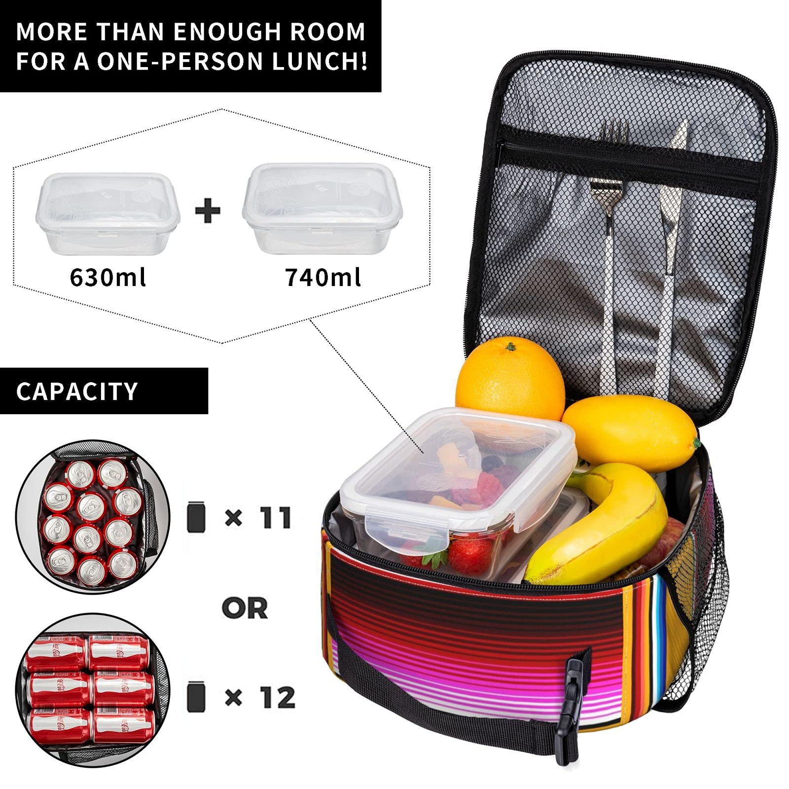 SUPLUCHOM Boîte à Déjeuner Vintage Réutilisable Avec Poche Latérale Pour Le Travail, L'école, Le Pique-nique, La Randonnée, Les Excursions, Les Enfants De Plus De 3 Ans
