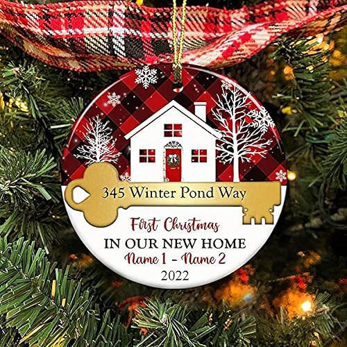 Miniatura 8 de Adorno de cerámica personalizado para el primer hogar, primera Navidad en nuestro nuevo hogar, adorno personalizado de inauguración de la casa,