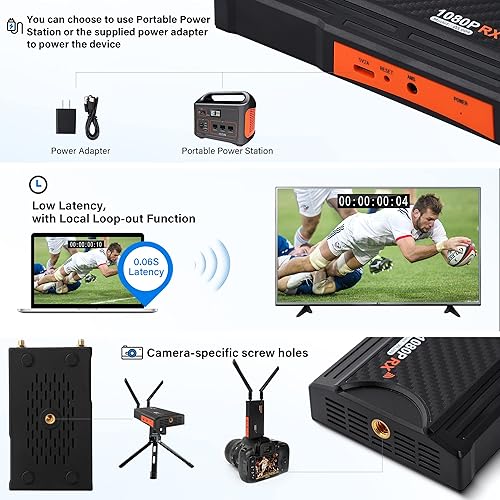 Miniatura 6 de Transmisor y receptor HDMI inalámbricos, kit extensor HDMI inalámbrico Full HD 1080P de 820 pies con bucle HDMI y soporte de transmisión remota IR