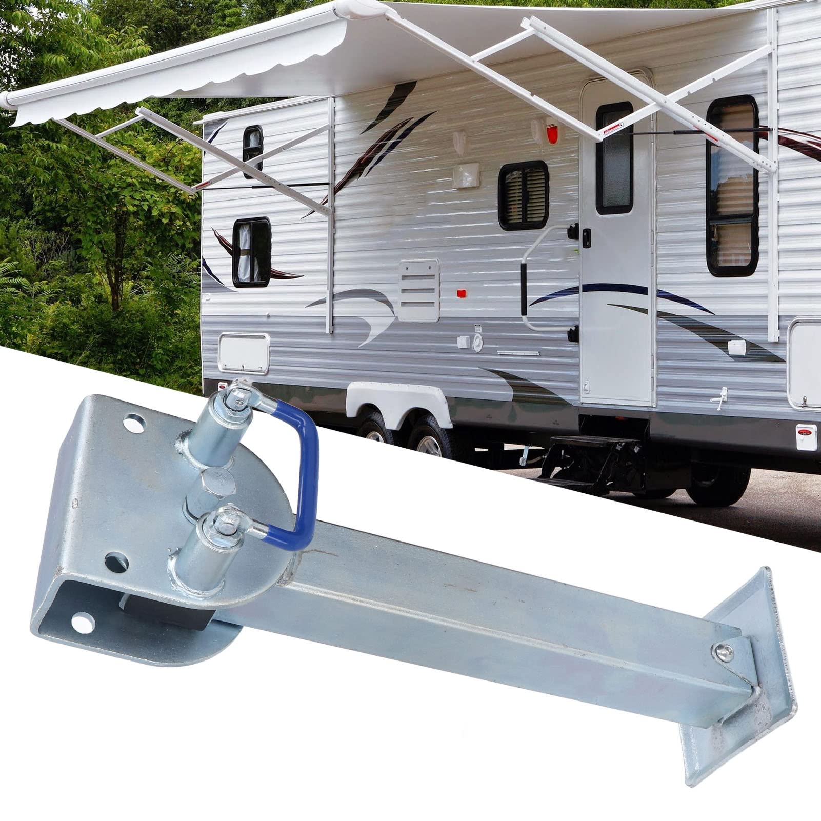 Soporte de Gato para Remolque de 440‑690 Mm Pata Abatible 2000 Kg Cojinete de Carga Hierro Galvanizado para RV Autocaravana Camper Caravana Bases de Mesa de Restaurante Accesorios para Remolques