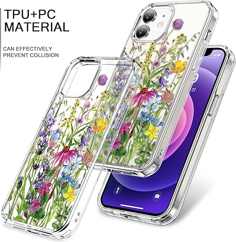 Miniatura 3 de bicol Funda para iPhone 11 con protector de pantalla y protector de lente de cámara, diseños florales de moda para mujeres y niñas, cubierta