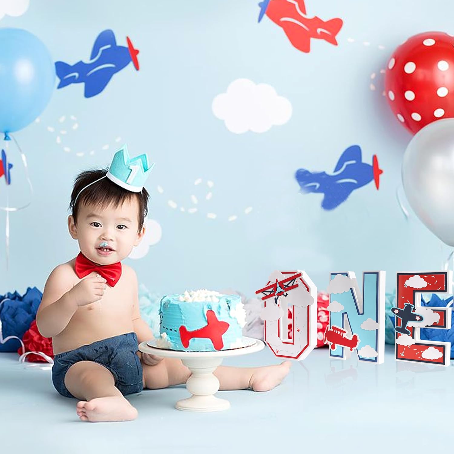 Airplane Wooden One Letter Sign -Time Flies Party Decorations, Airplane 3D Letters, Fighter Pilot Table Topper, For Anniversary Party Shower Table Sign, Vintage Airplane First Birthday