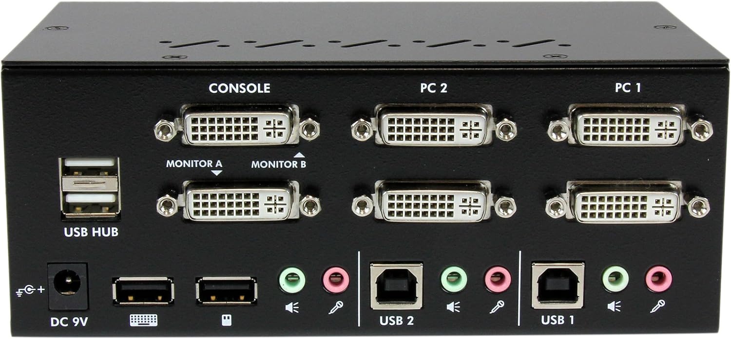 StarTech.com 2 Port DisplayPort KVM Switch - 2560x1600, TAA @60Hz - Dual Port DP USB, Keyboard, Video, Mouse Switch Box w/ Audio for Computers and Monitors (SV231DPUA)