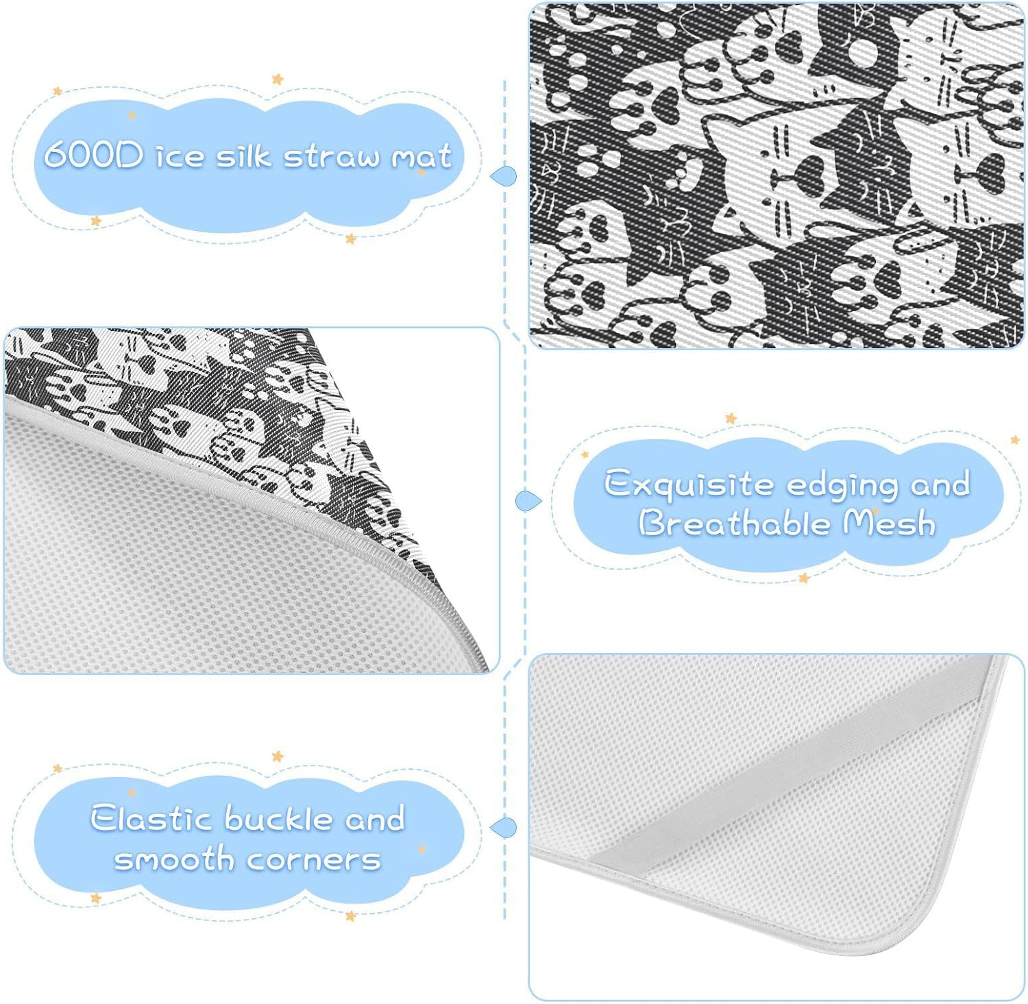 Cartoon Cute Animal Cat Paw Black White Cooling Baby Mattress pad 28" x 52" Absorbent Mattress pad Cover for Baby&Toddler