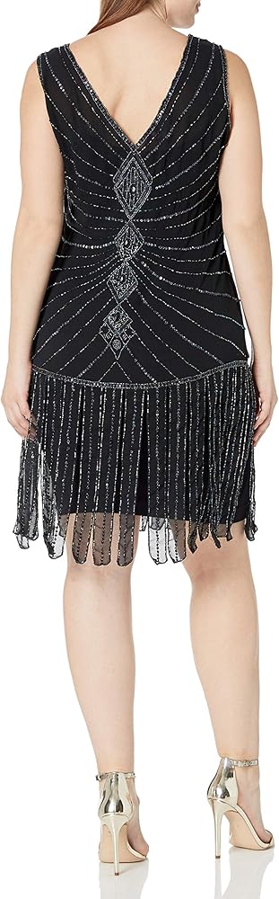 Amazon.com: Unique Vintage Women's Plus Size 1920s Deco Beaded Fringe  Aelita Flapper Dress, Black, 2X : Clothing, Shoes & Jewelry