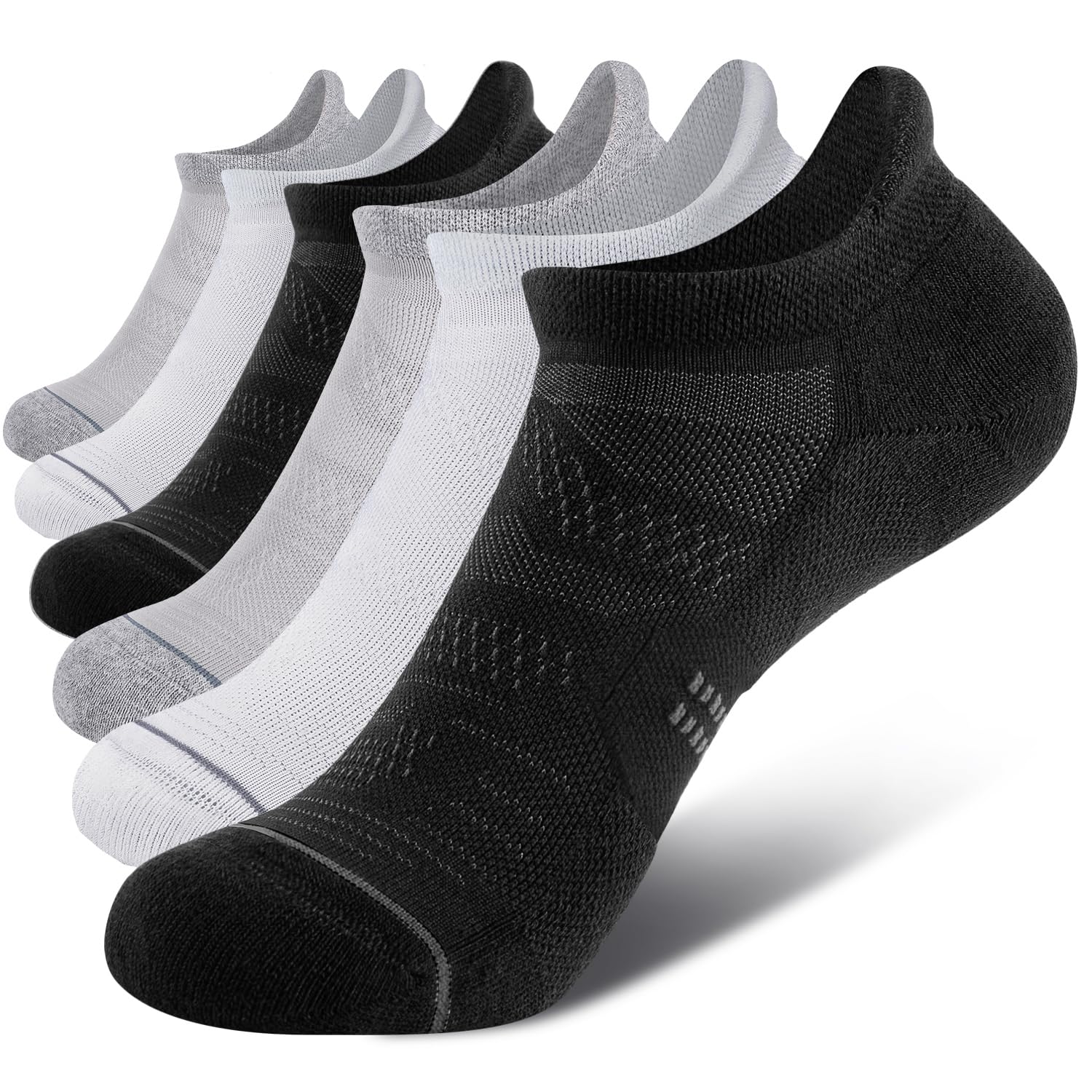 CS CELERSPORT 6 Pack Women's Ankle Running Socks Cushioned Low Cut Tab Athletic Socks