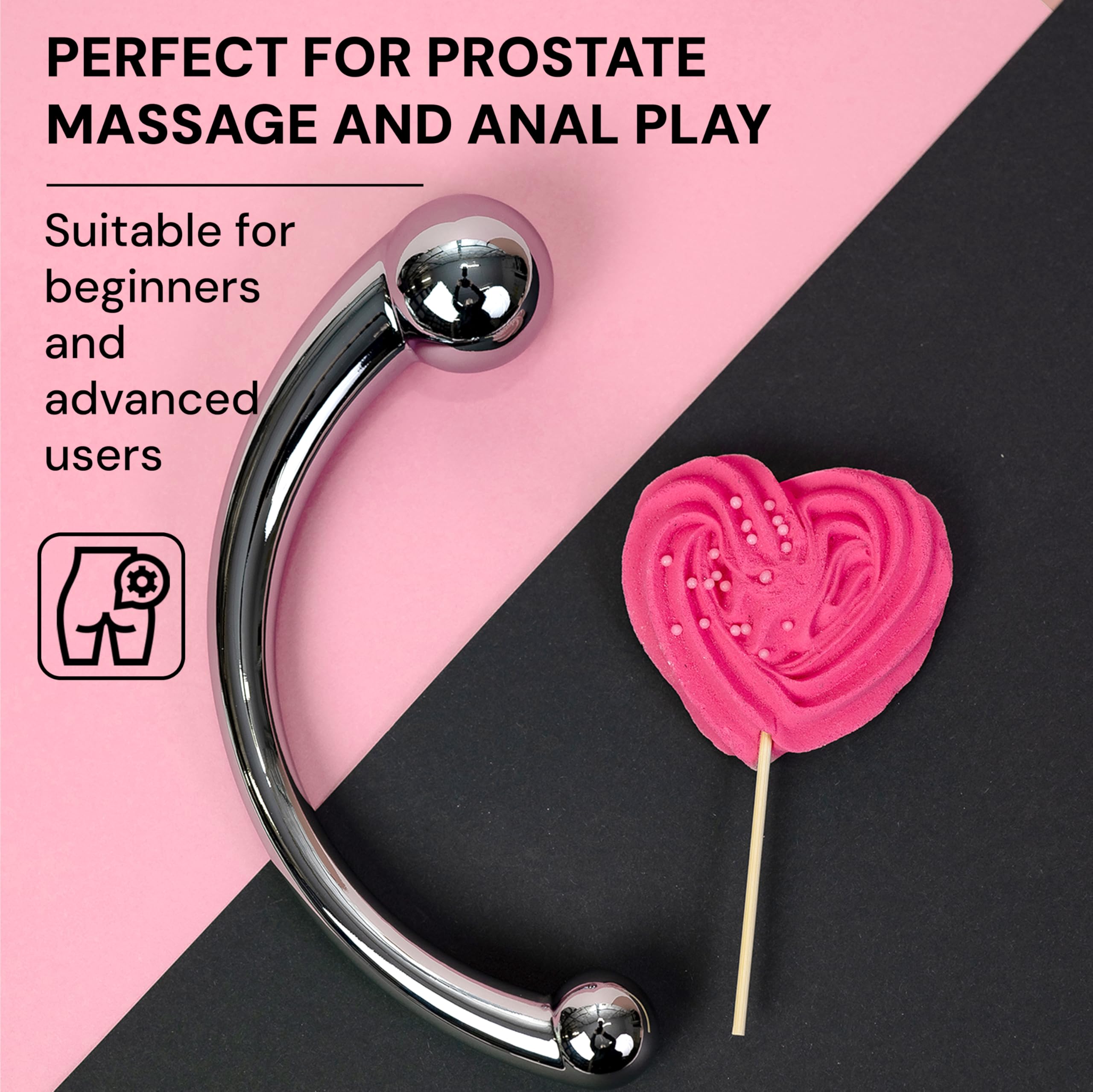 Doppio dildo anal plug in metallo 20 cm Dildo prostata doppio per uomini e donne dildo anale in acciaio sex toy dildo anale in metallo color argento Peso 510 g Dildo per uomini FOPS A110L