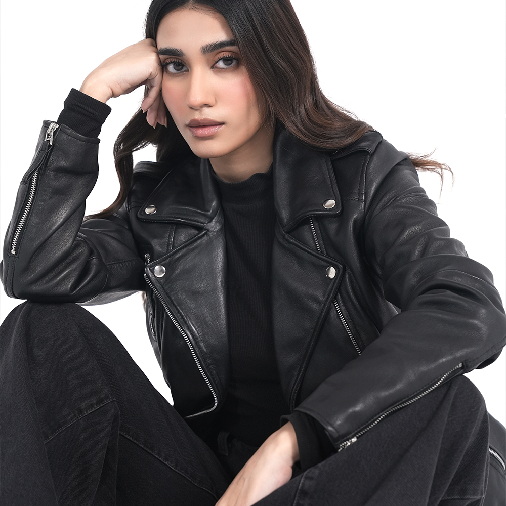 STREGA Leather Jacket Women Lambskin Leather Motorcycle Jacket