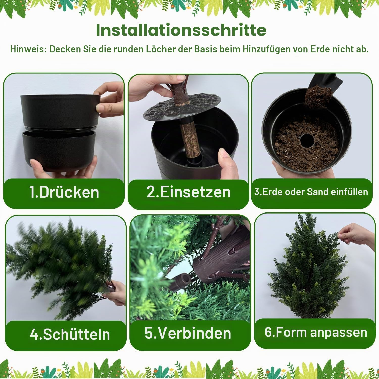 90cm hohe künstliche Zedernbäume im Topf 2er-Set, realistische immergrüne Formgehölze, UV-beständig & wetterfest, künstliche Topfpflanzen für Veranda, Garten, Balkon und Innendekoration