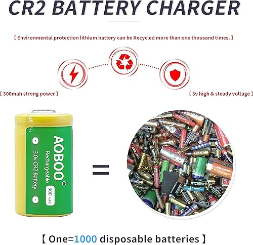 Miniatura 5 de 4 pilas CR2 15270 de 3 voltios 300 mAh + cargador de batería recargable rápido de 3 V CR2 baterías