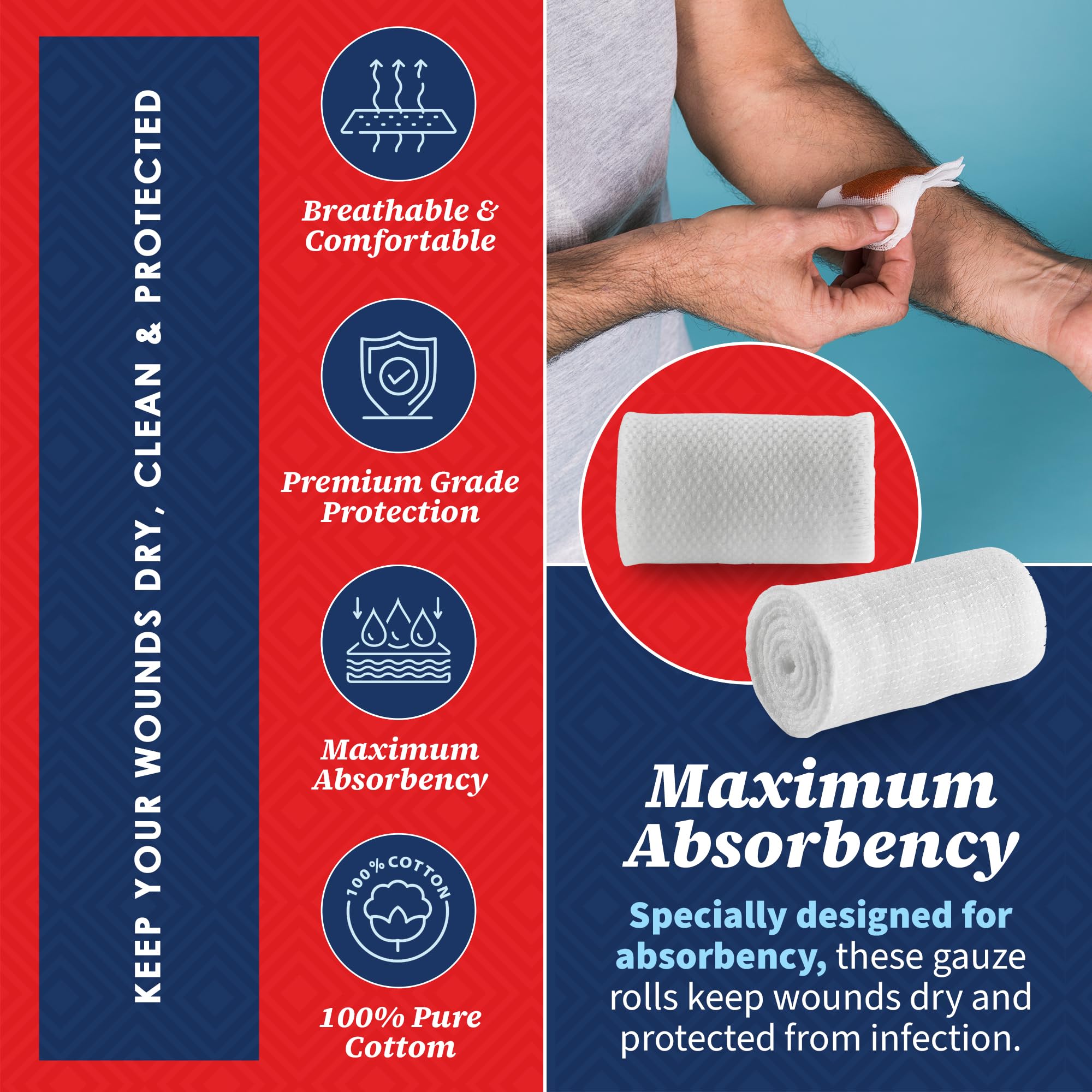 Gauze Bandage Rolls - (12 Pack) 2 in x 4.1 Yards Per Roll of Medical Grade Gauze Bandage and Stretch Bandage Wrapping for Dressing All Types of Wounds and First Aid Kit by MEDca, (2-Inch, 12 Pcs) — Amazon image 7