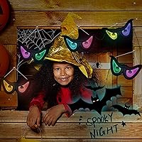 Vista 7 de Luces de ojos espeluznantes intermitentes de Halloween, 5 piezas de globos oculares que cambian de color automático, decoraciones de Halloween